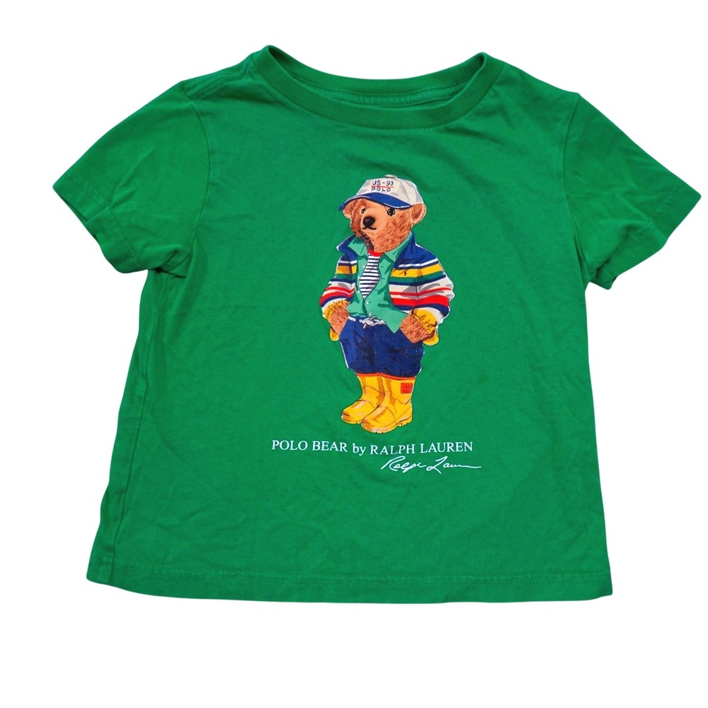 Polo Ralph Lauren Kids Size 3 3T Short Sleeve Green Polo Bear Graphic T-Shirt